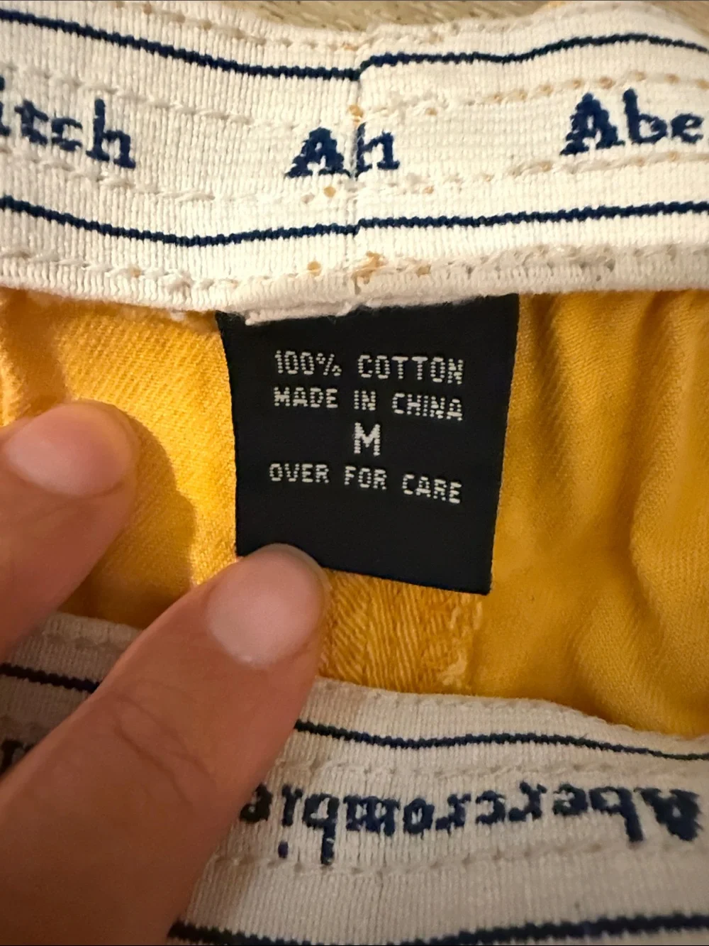 Abercrombie & Fitch Yellow Athletic Shorts with Navy Trim